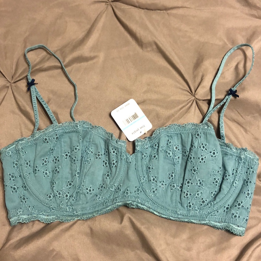 Free People Denim Blue Eyelet Bra